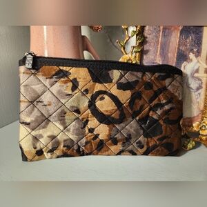 Diane Von Furstenberg Black Quilted Pouch Makeup Bag 8x5 Animal Print